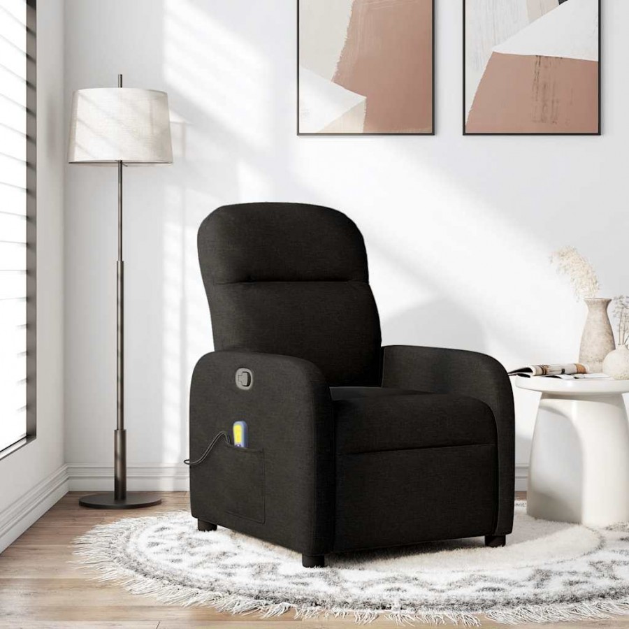 Fauteuil de massage inclinable Noir Tissu