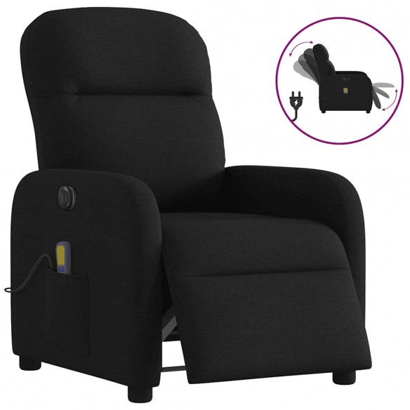 Fauteuil de massage inclinable électrique Noir Tissu