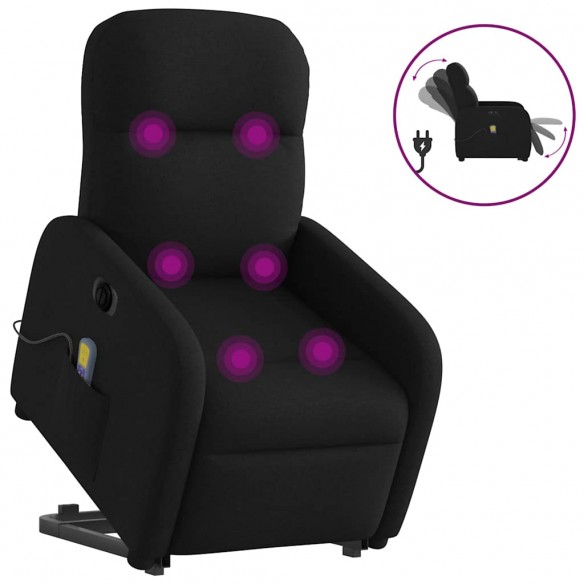 Fauteuil inclinable de massage électrique Noir Tissu