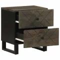 Table de chevet noir 40x33x46 cm bois de manguier solide