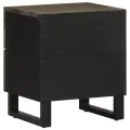 Table de chevet noir 40x33x46 cm bois de manguier solide