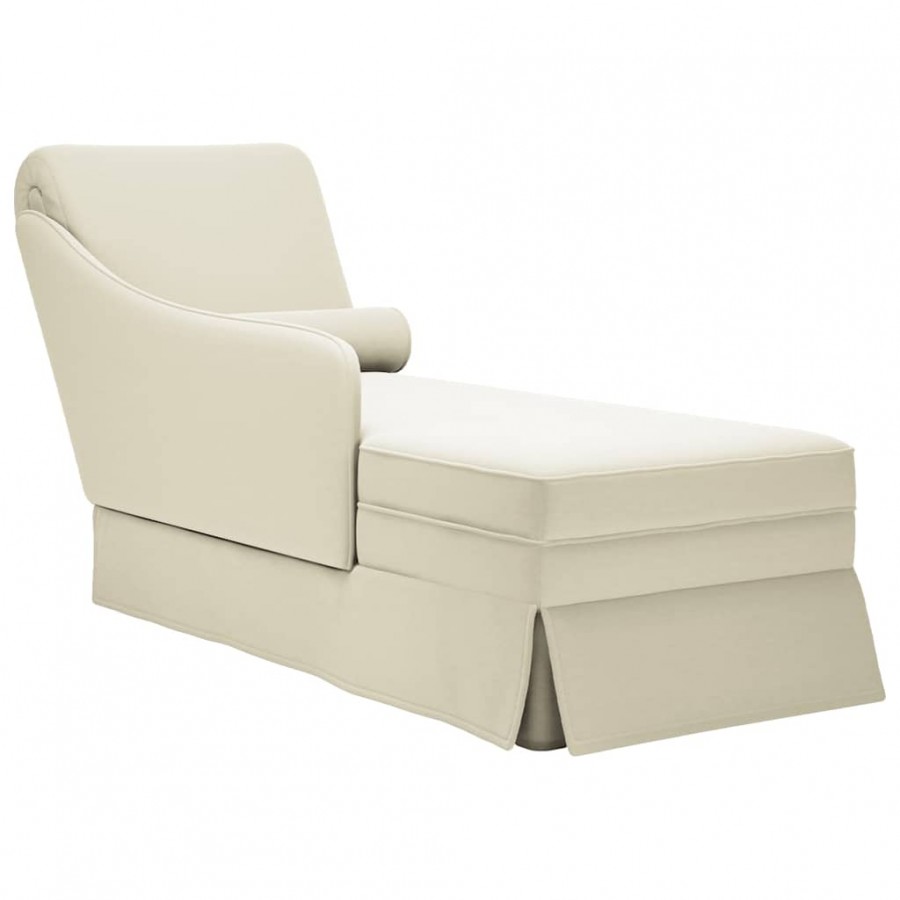 Fauteuil long avec traversin et accoudoir droit crème velours