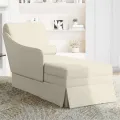 Fauteuil long avec traversin et accoudoir droit crème velours