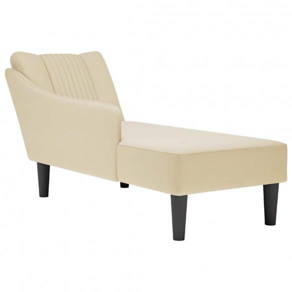 Fauteuil long avec accoudoir droit crème tissu