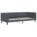 Lit de jour avec gigogne et matelas gris foncé 90x200cm velours