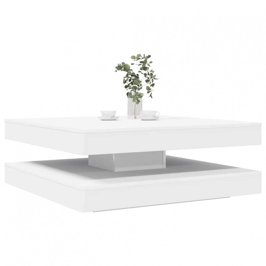 Table basse rotative à 360 degrés blanc 90x90x34,5 cm