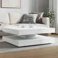 Table basse rotative à 360 degrés blanc 90x90x34,5 cm
