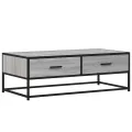 Table basse sonoma gris 100x50x35 cm bois d'ingénierie et métal
