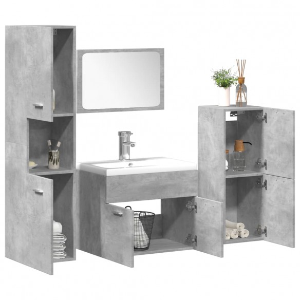 Ensemble de meubles de salle de bain 5 pcs gris béton