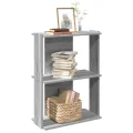 Bibliothèque 3 niveaux sonoma gris 60x30x80cm bois d'ingénierie