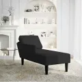 Fauteuil long avec coussin et accoudoir droit noir velours