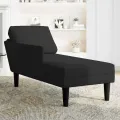 Fauteuil long avec coussin et accoudoir droit noir velours