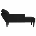 Fauteuil long avec coussin et accoudoir droit noir velours