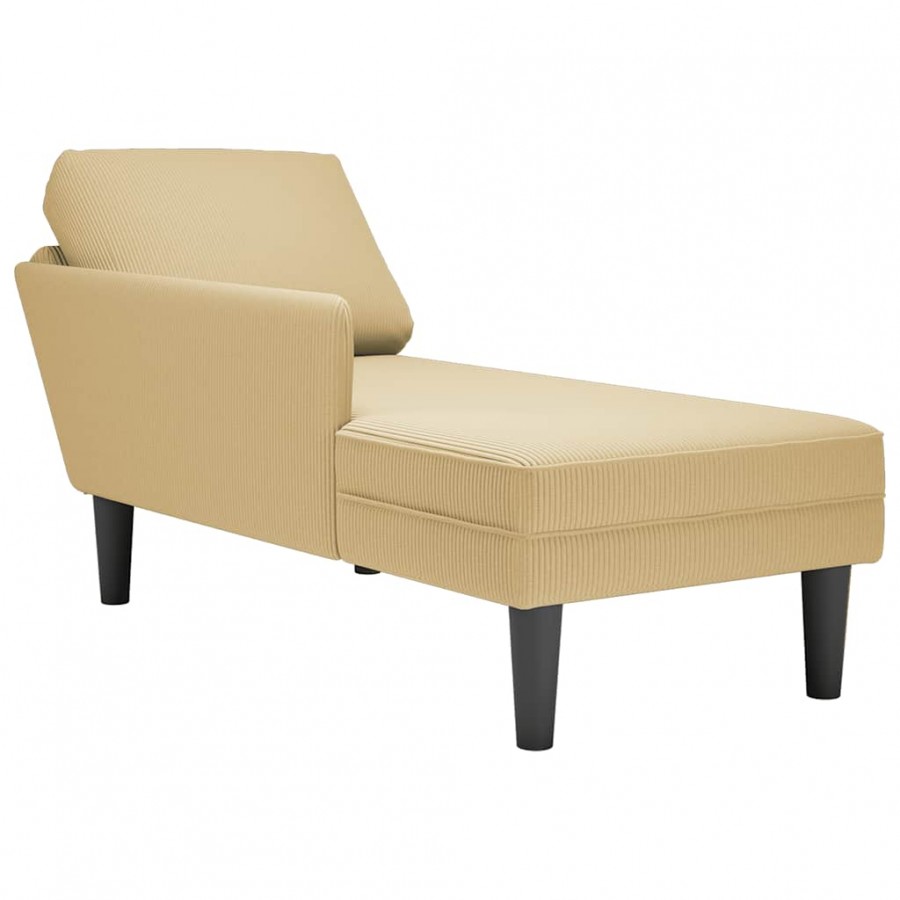 Chaise longue avec coussin tissu en velours côtelé