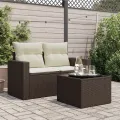Table de jardin dessus en verre brun 55x55x37 cm résine tressée