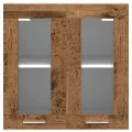 Armoire murale de cuisine avec porte en verre vieux bois