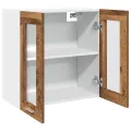Armoire murale de cuisine avec porte en verre vieux bois
