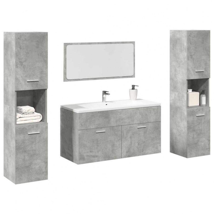 Ensemble de meubles de salle de bain 4 pcs gris béton