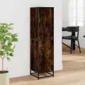 Buffet haut chêne fumé 35,5x35x139 cm bois d'ingénierie métal