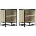 Tables de chevet 2 pcs chêne sonoma bois d'ingénierie et métal
