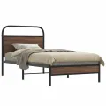 Cadre de lit sans matelas 90x200cm chêne marron bois ingénierie