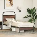 Cadre de lit sans matelas 80x200cm chêne marron bois ingénierie