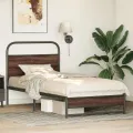 Cadre de lit sans matelas 90x190cm chêne marron bois ingénierie