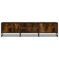Meuble TV chêne fumé 160x35x41 cm bois d'ingénierie et métal