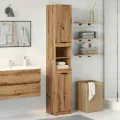 Armoire de bain chêne artisanal 32x34x188,5cm bois d'ingénierie