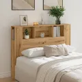 Armoire de tête de lit chêne artisanal 140x18,5x102,5 cm