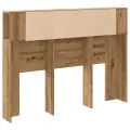 Armoire de tête de lit chêne artisanal 140x18,5x102,5 cm