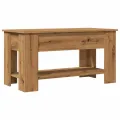 Table basse chêne artisanal 101x49x52 cm bois d'ingénierie