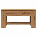 Table basse chêne artisanal 101x49x52 cm bois d'ingénierie