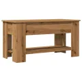 Table basse chêne artisanal 101x49x52 cm bois d'ingénierie