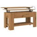 Table basse chêne artisanal 101x49x52 cm bois d'ingénierie