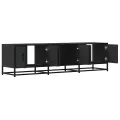 Meuble TV noir 150x35x41 cm bois d'ingénierie et métal
