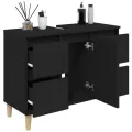 Meuble d'évier noir 80x33x60 cm bois d'ingénierie