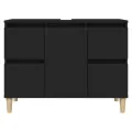Meuble d'évier noir 80x33x60 cm bois d'ingénierie
