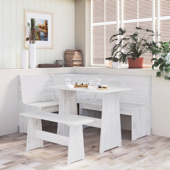 Ensemble à manger REINE 3 pcs blanc bois de pin massif