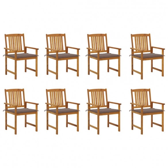 Chaises de jardin avec coussins lot de 8 Bois d'acacia solide