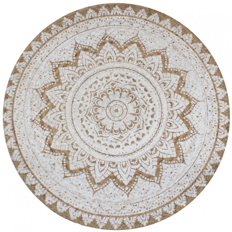 Tapis Jute tressé imprimé 120 cm rond