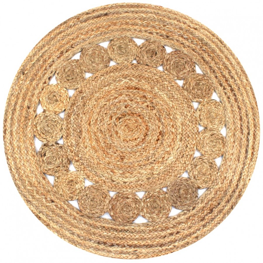 Tapis Jute design tressé 90 cm rond