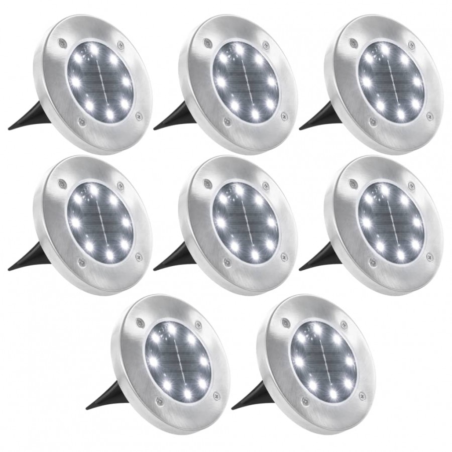 Lampe solaire au sol 8 pcs Lumières LED blanches