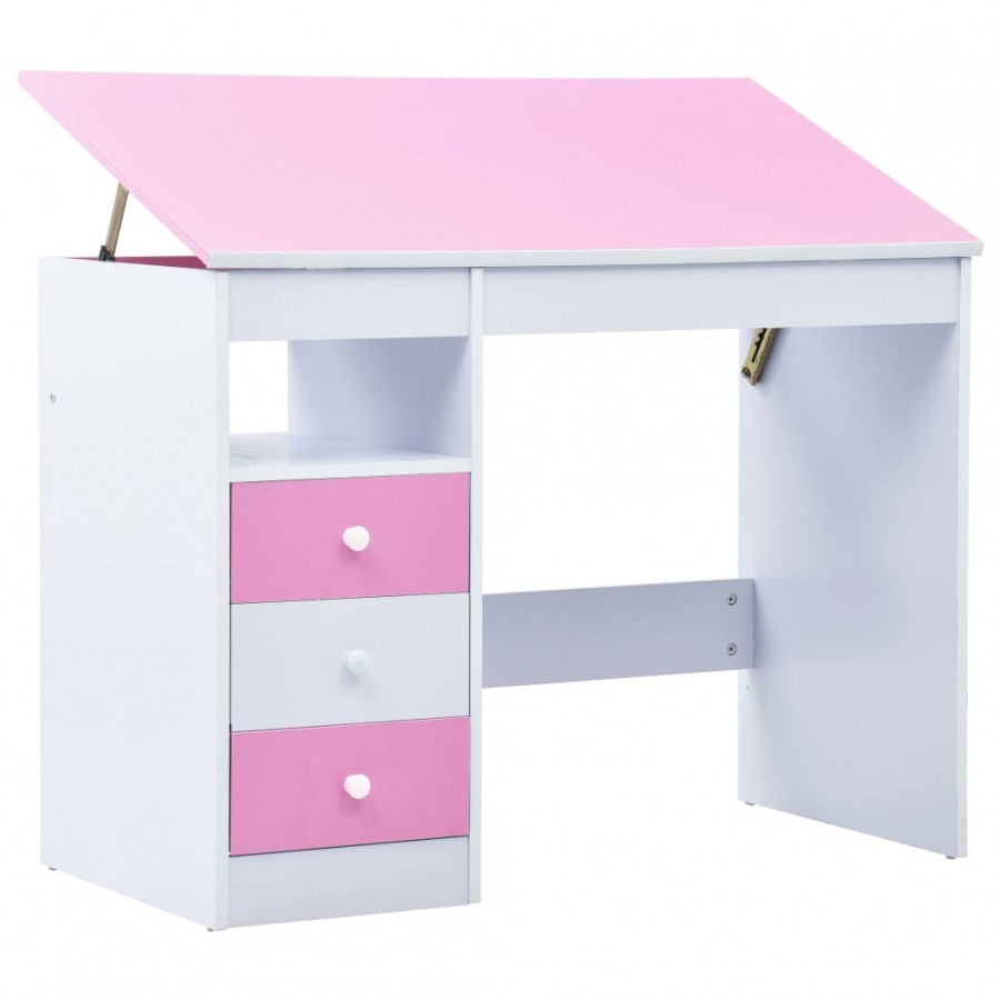 Bureau pour enfants Inclinable Rose et blanc