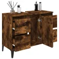 Meuble d'évier chêne fumé 80x33x60 cm bois d'ingénierie