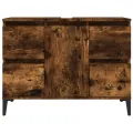 Meuble d'évier chêne fumé 80x33x60 cm bois d'ingénierie