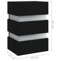 Table de chevet à LED Noir 45x35x67 cm Bois d'ingénierie