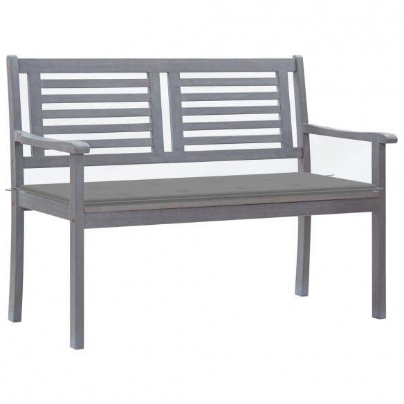 Banc de jardin 2 places avec coussin 120 cm Gris Eucalyptus