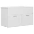 Armoire d'évier avec lavabo intégré Blanc Aggloméré