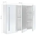 Armoire de salle de bain à miroir LED 89x14x62cm Blanc brillant